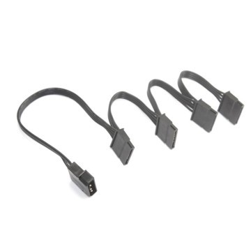 Premium Ribbon Wire 4-Pin Molex to 4x SATA Adapter Cable (Black)