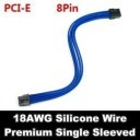 Premium Silicone Wire Single Sleeved 6+2 Pin PCI-E Extension Cable (Blue)