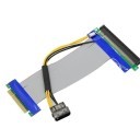 PCI-Express PCI-E 8X to 16X Riser Card Flexible Ribbon Extender Cable w/Molex + Solid Capacitor