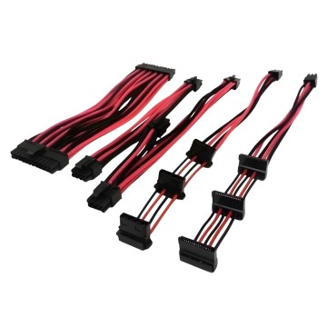 Premium Single Sleeved Modular Cables Set Black Pink for Silverstone