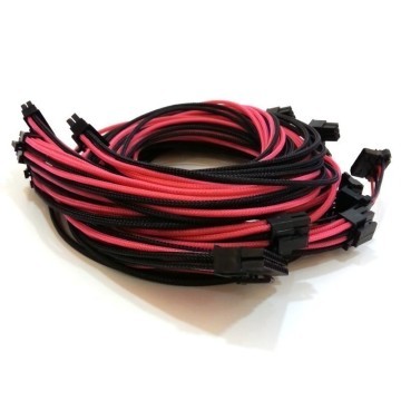 Seasonic Single Sleeved Power Supply Modular Cables Set - Black / Pink