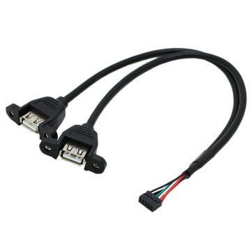 USB 2.0 PH2.0 Mini 9-Pin to Dual USB Y-Split Cable with Panel Mounts