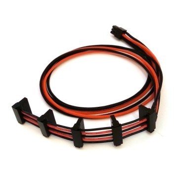 XFX PRO Series 5 x SATA Single Sleeved Modular Cable (Black/Orange)