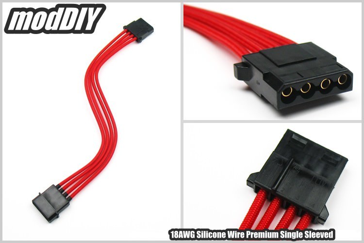 Premium Silicone Wire Single Sleeved 4 Pin CPU/EPS Power Extension Cable  (Red) - MODDIY