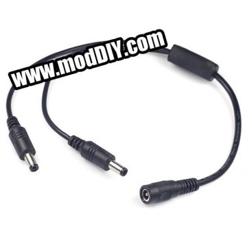 DC5.5x2.1mm Power 1 to 2 Splitter Cable (Black)