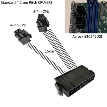 ATX 20 Pin to 8 Pin and 4 Pin CPU EPS Adapter Cable 15cm