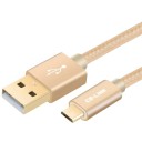 Premium Gold Plated Micro USB Fast Charge Cotton Sleeved Cable Gold