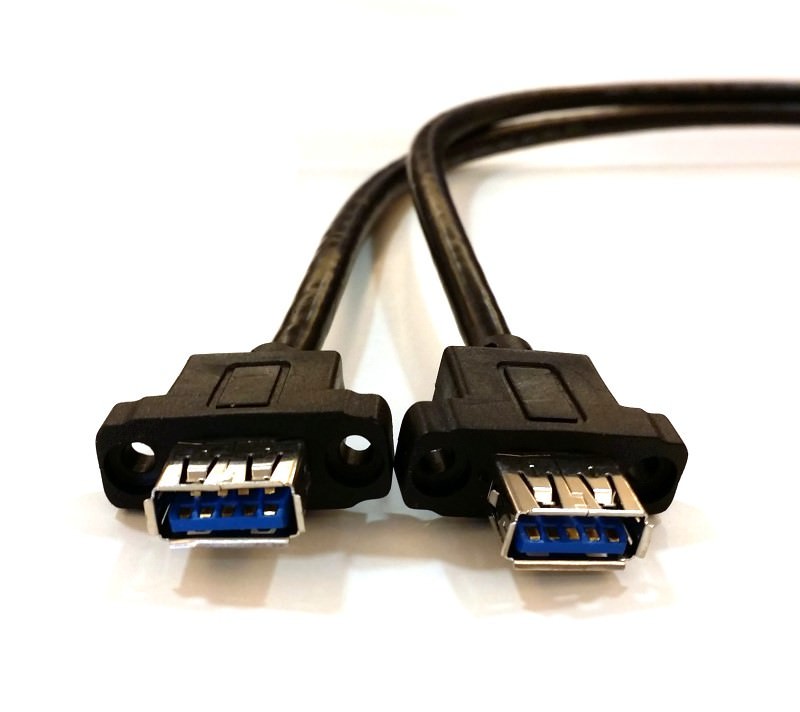 USB 3.0 20-Pin to Dual Type-A Extension Cable with Panel Mounts