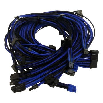 Premium Single Sleeved Modular Cables Black Blue for Silverstone