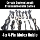 Corsair Custom Length Premium Black Ribbon Modular Cable (4xMolex)