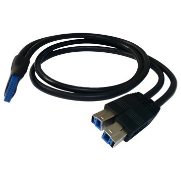 USB 3.0 19 Pin Female to Dual USB Type B Male Adapter Cable