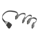 Premium Ribbon Wire 4 Pin Molex to 4 x Molex Adapter Cable Black