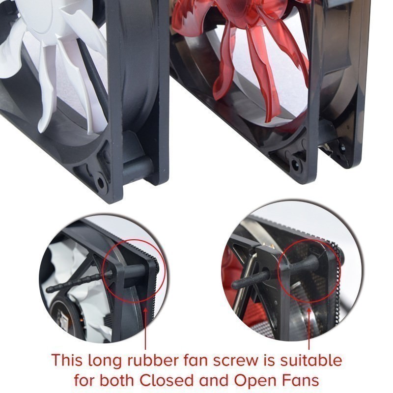 Long Rubber Anti Vibration Screws for Open and Closed Chassis Fans Long Rubber Anti Vibration Screws for Open and Closed Chassis Fans
