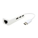 USB Type C to RJ45 Ethernet Network Cable Adapter 3 Port USB Hub