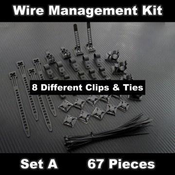 Premium Computer Cable Wire Management Kit - Set A (67pcs)