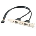 USB 2.0 9-Pin Header to 2 Ports A Female Rear Back Panel Bracket Cable