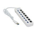 7-Port USB 3.0 SuperSpeed Hub with Individual On/Off Switch (White)