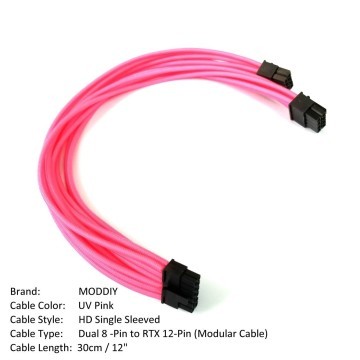 Custom Sleeved PCIE Modular Cable for NVIDIA RTX 30 Series Mini 12 Pin -  MODDIY
