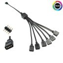 Computer Lighting 12V 4 Pin RGB Splitter Cable 1 to 6 Way Split 30cm