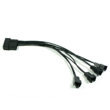 Single Braid Molex 4-Pin to 4x 3-Pin Fan Cable (15cm) - Black