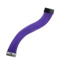Premium Silicone Wire Single Sleeved 24 Pin ATX Main Power Extension Cable (Purple)