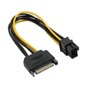 SATA Power 15 Pin to PCIE 6 Pin Power Adapter Cable 20cm