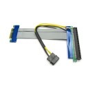 PCI-Express PCI-E 4X to 16X Riser Card Flexible Ribbon Extender Cable w/Molex + Solid Capacitor
