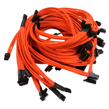 Premium Single Braid Modular Cables Complete Set Orange for SilverStone