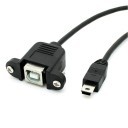 Mini USB to USB Type-B Extension Cable with Panel Mounts (Black)