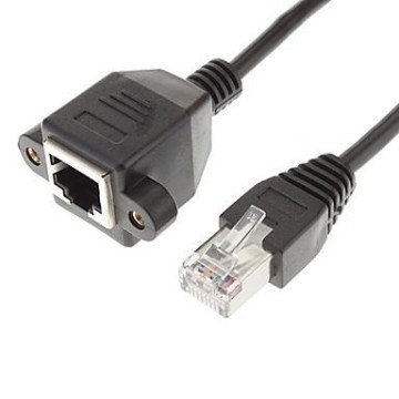 RJ45 Ethernet Extension Cable with Panel Mounts Black - MODDIY