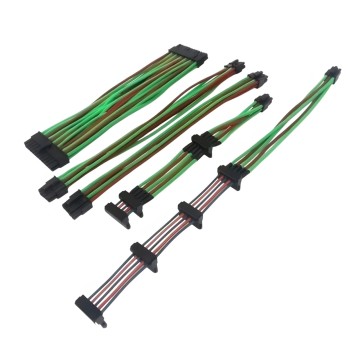 Premium Single Sleeved Modular Cables Set Red UV Green for Silverstone