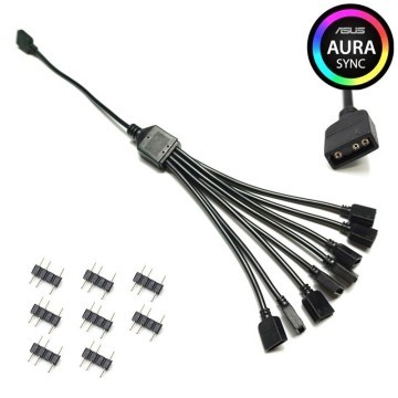 Computer Lighting 5V 3 Pin RGB Splitter Cable 1 to 8 Way Split 30cm