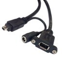 Firewire 400 1394B 4-Pin to 6-Pin Extension Cable with Panel Mounts (Black)