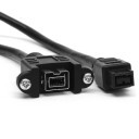Firewire 800 1394B 9-Pin Extension Cable with Panel Mounts (Black)