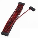 Premium Single Sleeved Dual Power Supply Adapter Cable (Black/Red)