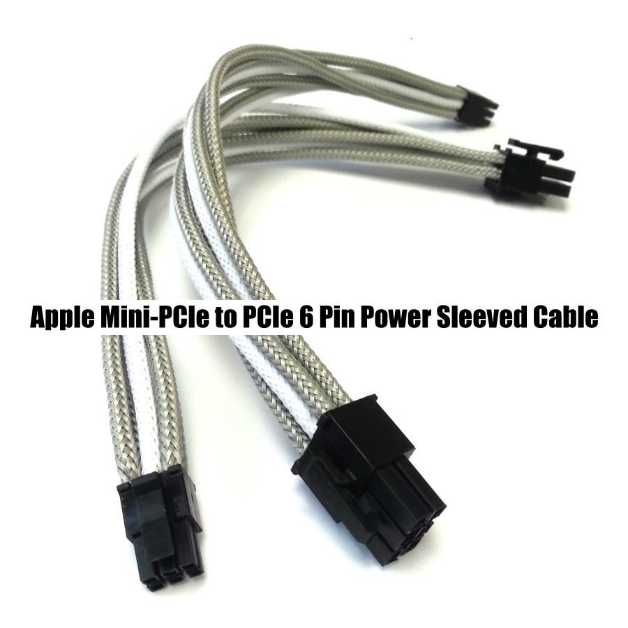 Apple Mini-PCIe to PCIe 6 Pin Video Card Power Sleeved Cable - modDIY.com
