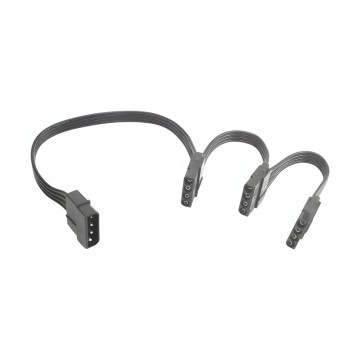 Premium Ribbon Wire 4 Pin Molex to 3x Molex Adapter Cable Black
