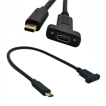 USB 3.1 Type C Male to Female Extension Cable with Panel Mount 30cm