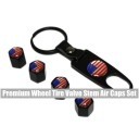 Premium Wheel Tire Valve Stem Air Metal Caps Set (US Flag)