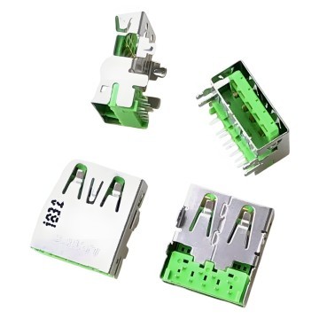 USB 3.1 Type A 9 Pin Female Connector AF for PCB Mount Green