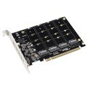 Quad M.2 NVMe SSD to PCIE x16 Adapter Soft RAID Array Card with LED