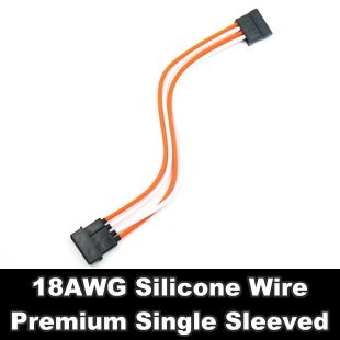 Premium Silicone Wire Single Sleeved 4 Pin Molex to 5 Pin SATA Adapter Cable (Orange/White)