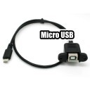 Micro USB to USB Type-B Extension Cable with Panel Mounts (Black)