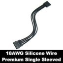 Premium Silicone Wire Single Sleeved 4 Pin Molex to 5 Pin SATA Adapter Cable (Black)