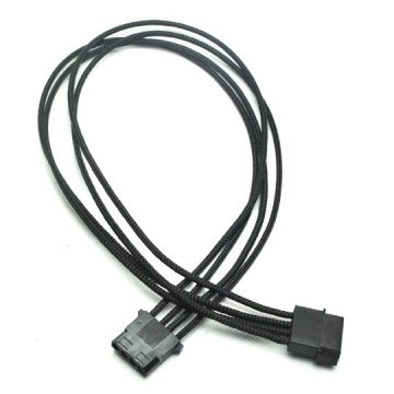 Premium Single Braid Sleeved Molex 4-Pin Extension Cable (All Black)