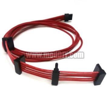 Seasonic M12II 5-Pin to 4x SATA Modular Power Supply Sleeved Cable (Red)