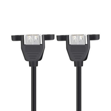 USB 2.0 Type A Female to Female Extension Cable with Panel Mount