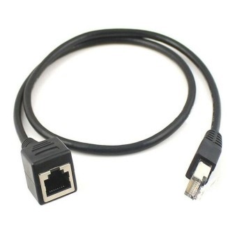 Right Angled RJ45 Ethernet Extension Cable with Panel Mount 30cm - MODDIY