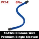 Premium Silicone Wire Single Sleeved 6 Pin PCI-E Extension Cable (Blue)