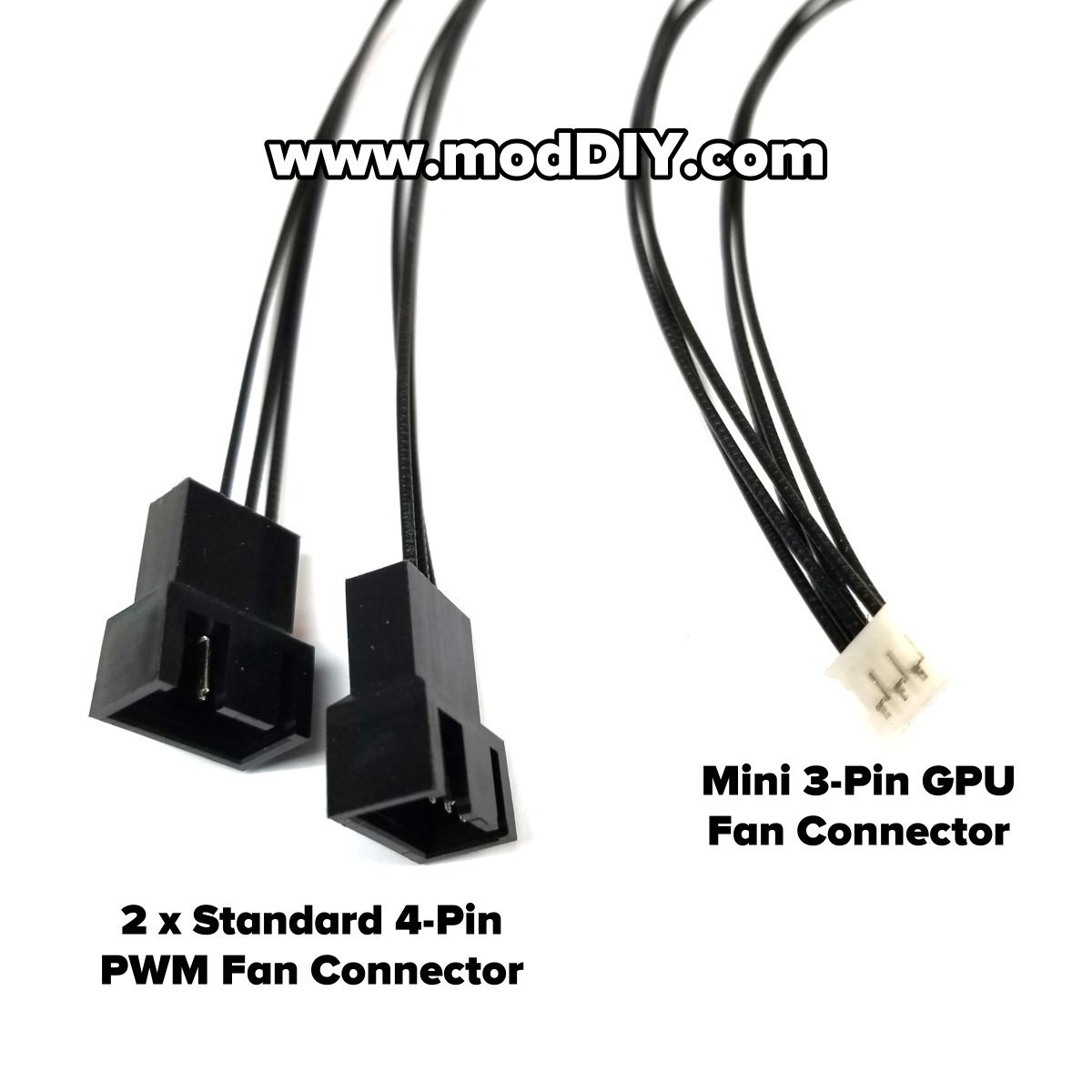 3 Pin GPU Mini Fan Connector to 2 x Standard 4 Pin PWM Adapter Cable